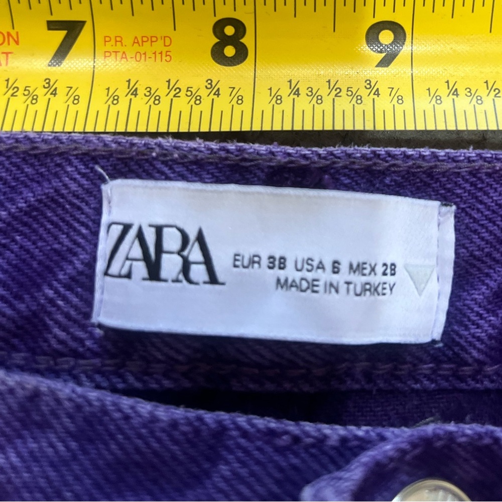 Zara Women size 6 Purple High Rise Straight Leg Jeans Raw Hem and Pockets - Picture 11 of 11